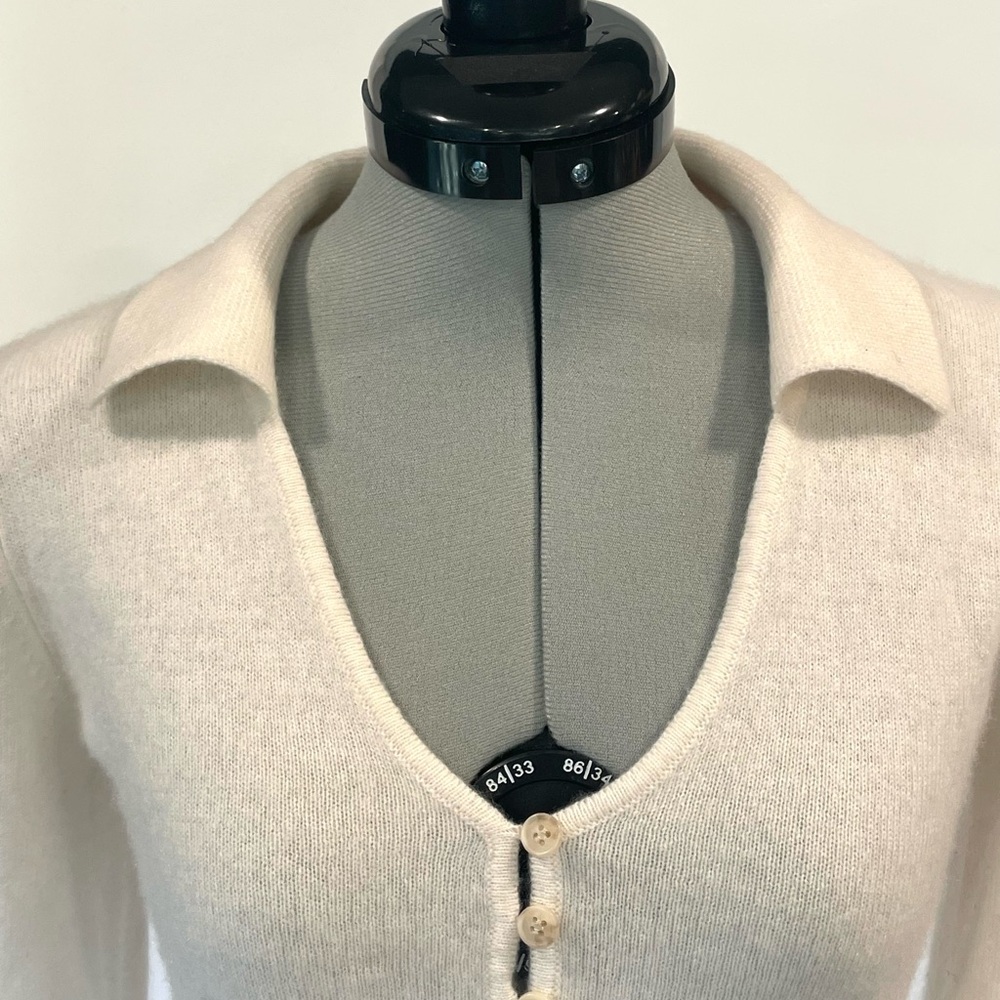 NAADAM Cashmere Buttoned V-Neck Sweater, Cream, XS - Picture 4 of 16